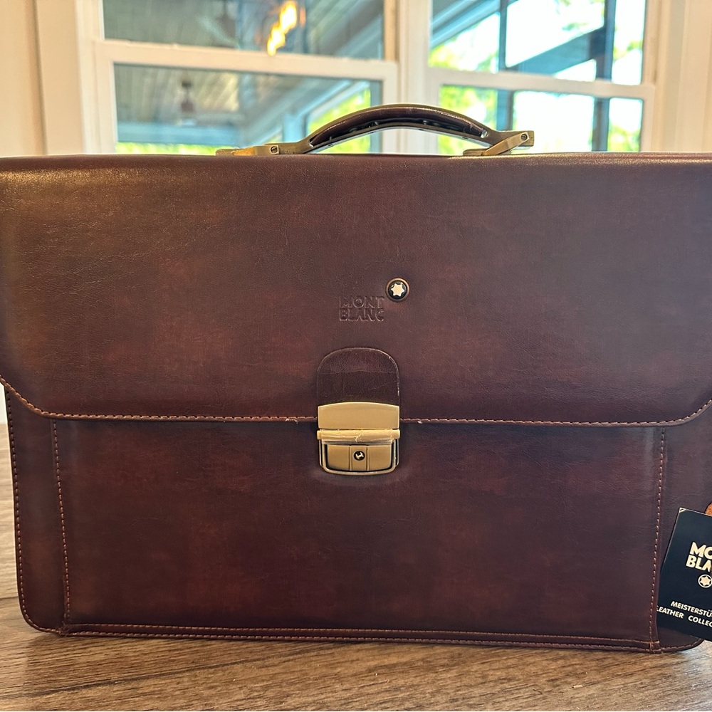 Montblanc Dark Brown Leather Briefcase NWT